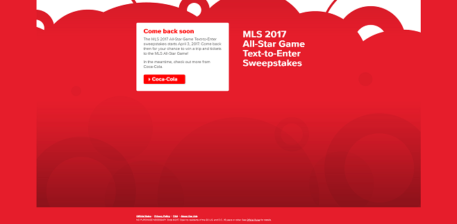 Coca-Cola MLS 2017 All-Star Game Text-to-Enter Sweepstakes