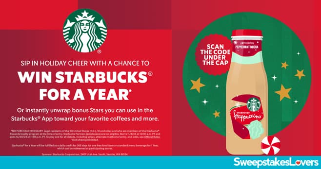 Starbucks Uncap, Scan & Win Instant Win Game 2024